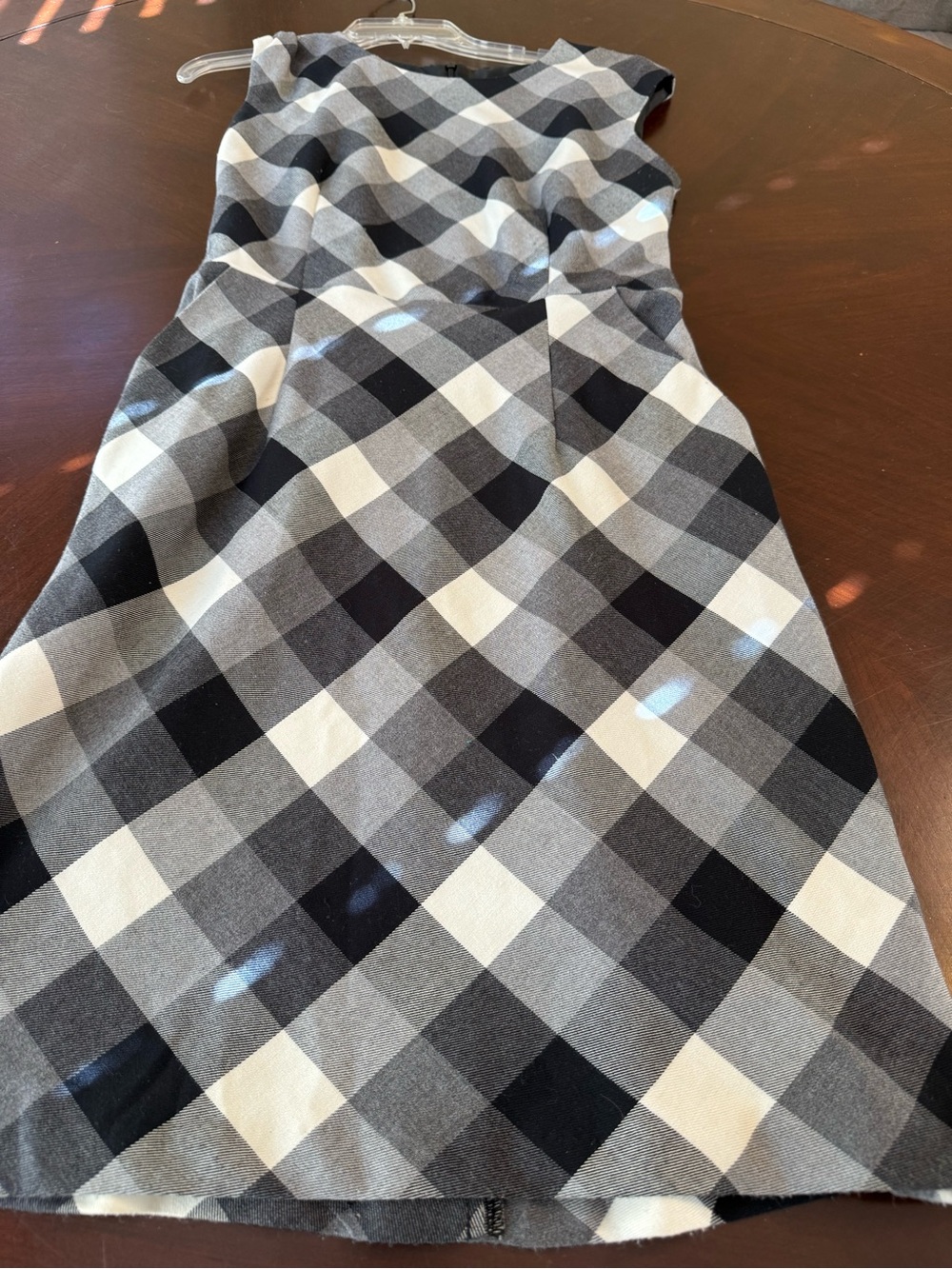 AB Studio Black, Gray & White Plaid A-Line Dress